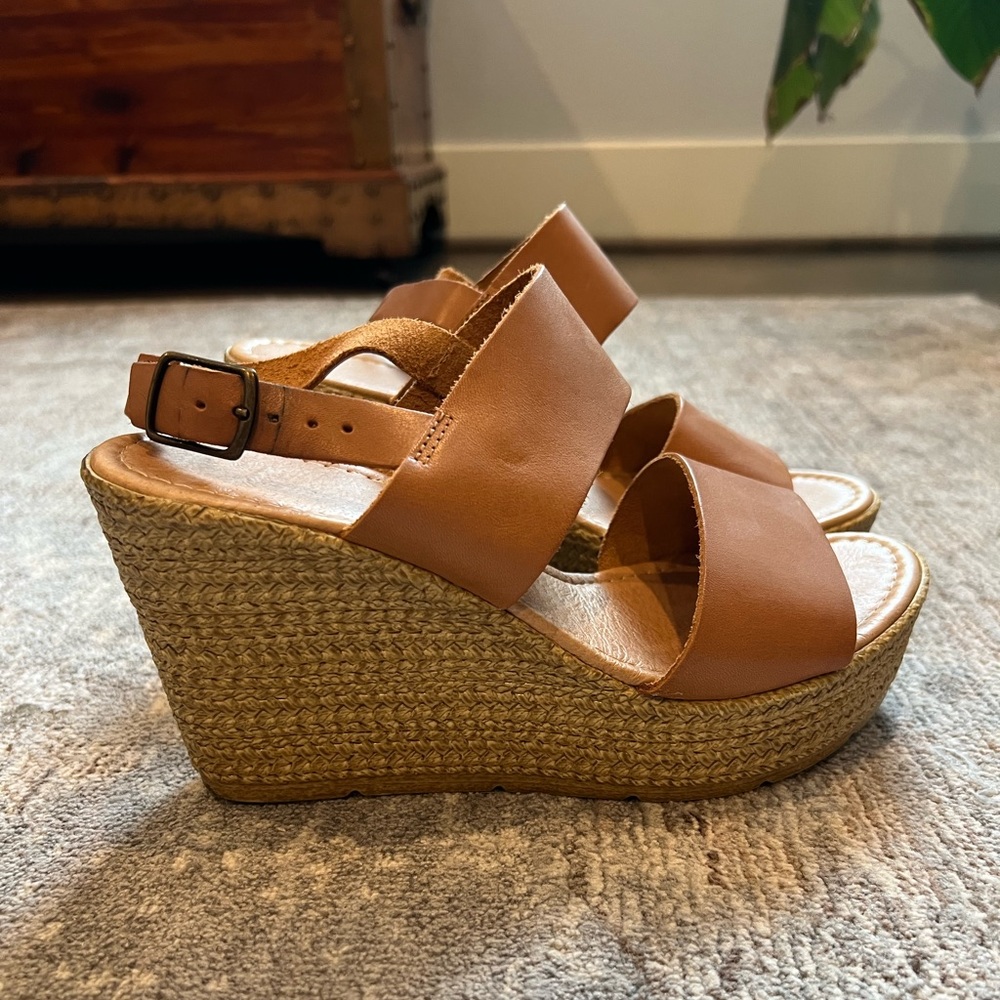 Brown Leather Wedges